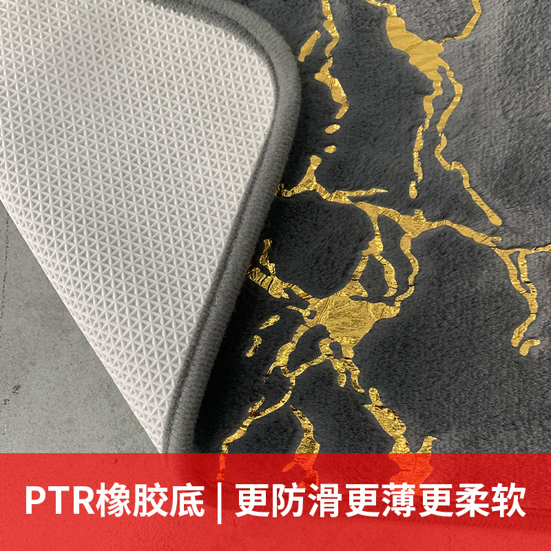 烫金短兔毛浴室地垫套装