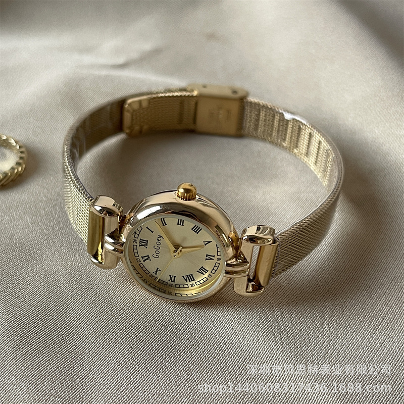 レトロ森系円形小文字盤腕時計女子金ins高顔値学生小衆軽豪華シンプル対外貿易起爆金|undefined