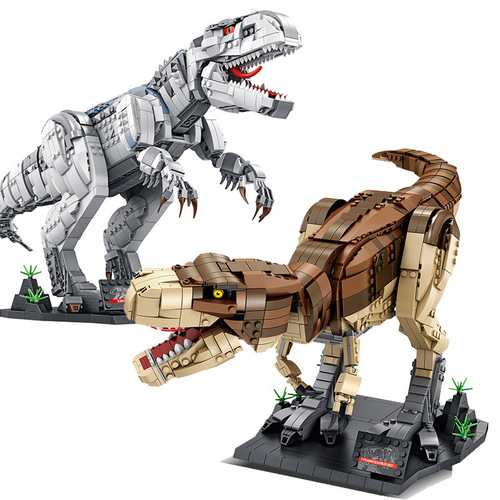 Panos Dinosaur World 611001 Tyrannosaurus Rex, 611002 Triceratops Puzzle Building Blocks – Educational Toy for Boys