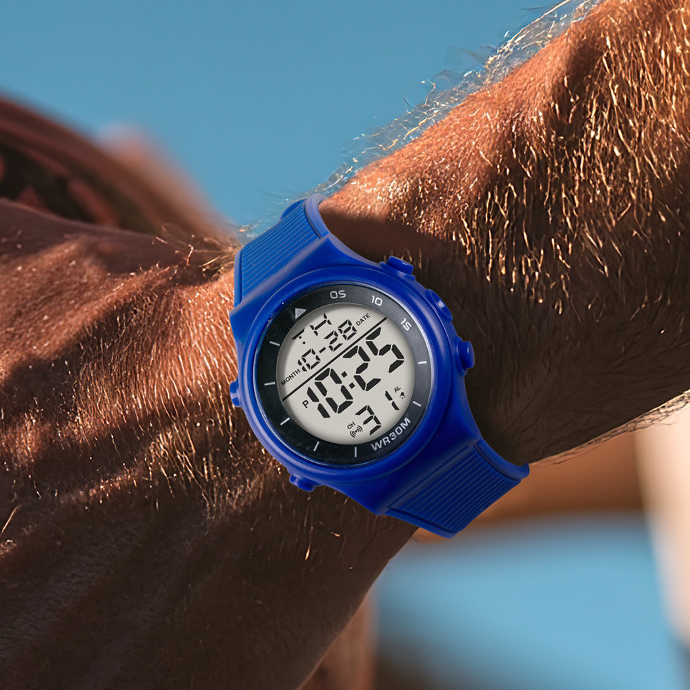 Trendy Junior High School Reloj electrónico de alarma luminoso multifuncional Reloj electrónico de cronógrafo LED de deportes para estudiantes simples