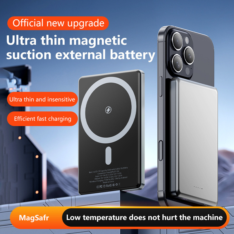 クロスボーダー超薄型アルミニウム合金 Magsafe 磁気電源銀行 5000 mAh ワイヤレス高速充電モバイル電源卸売|undefined