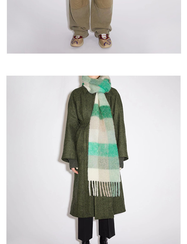 Women's Scarves Plaid Scarf New Stitching Cashmere-like Mahaired Women Warm Shawl _voghion.com