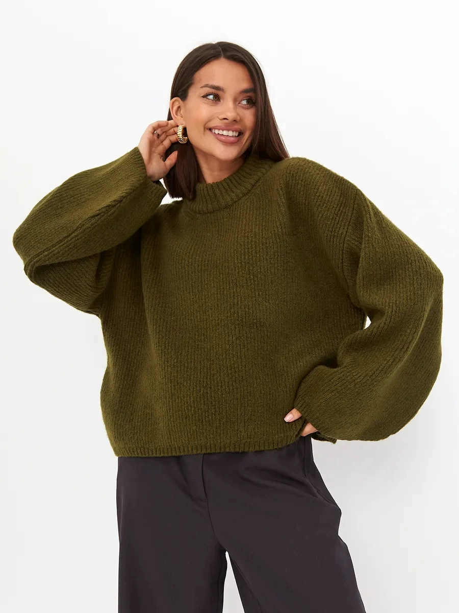 Свитер с объемными рукавами plus size sweater