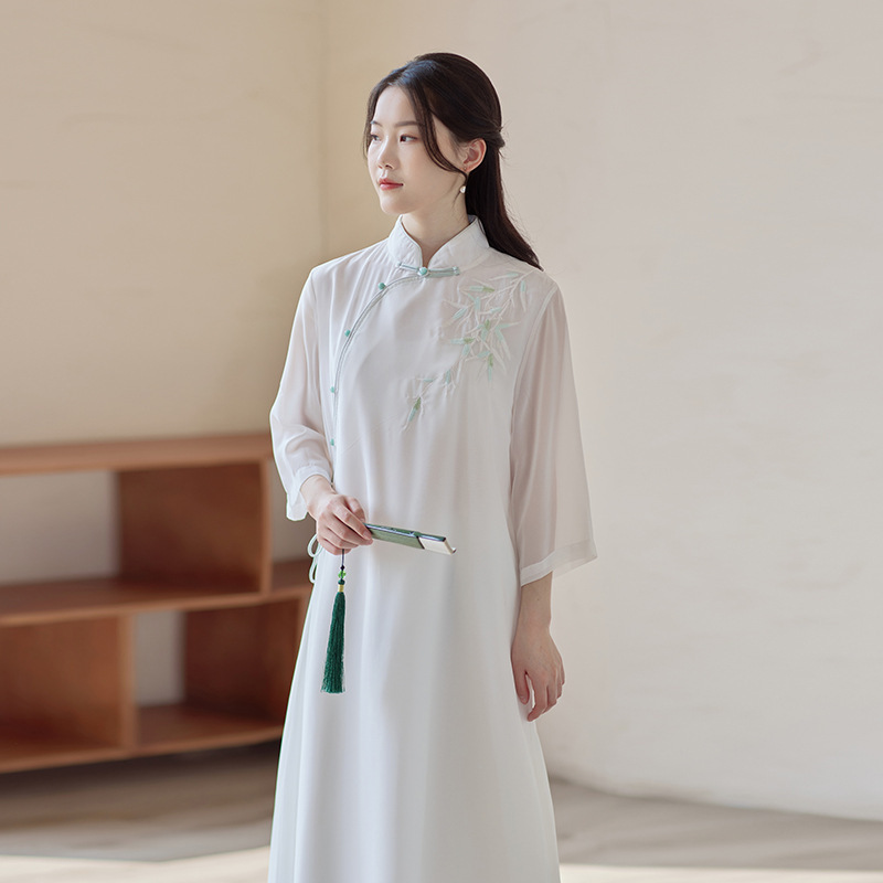 Chinese-Style Traditional Tea Ceremony Dress, Artistic Retro Zen Meditation Dance Costume, Tea Ceremony Outfit, Ear-Picking Specialist Fairy-Like Hanfu Set
