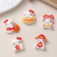 卡通diy树脂配件饰品新年小猫奶油胶手工制发夹手机壳鞋扣配饰批
