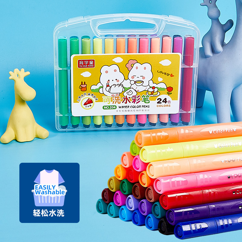 Pintura DE LOS NIÑOS lavable triángulo titular de la pluma caja acuarela pluma suave cabeza de la pluma acuarela color pluma suministros de arte al por mayor