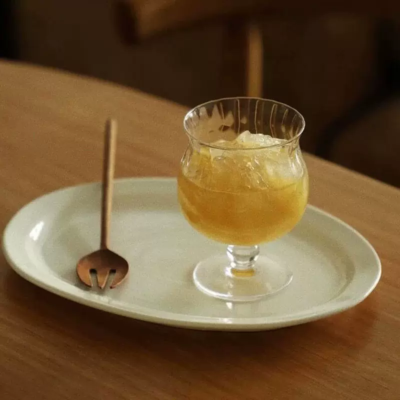 和谐居·ins酒吧创意酒具高脚水晶玻璃咖啡杯波纹果汁甜酒果酒杯
