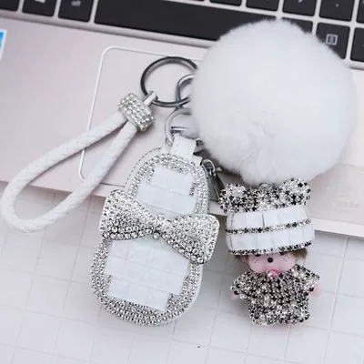 key case cute creative | Static Rod/Key Bag - white-four-piece-set