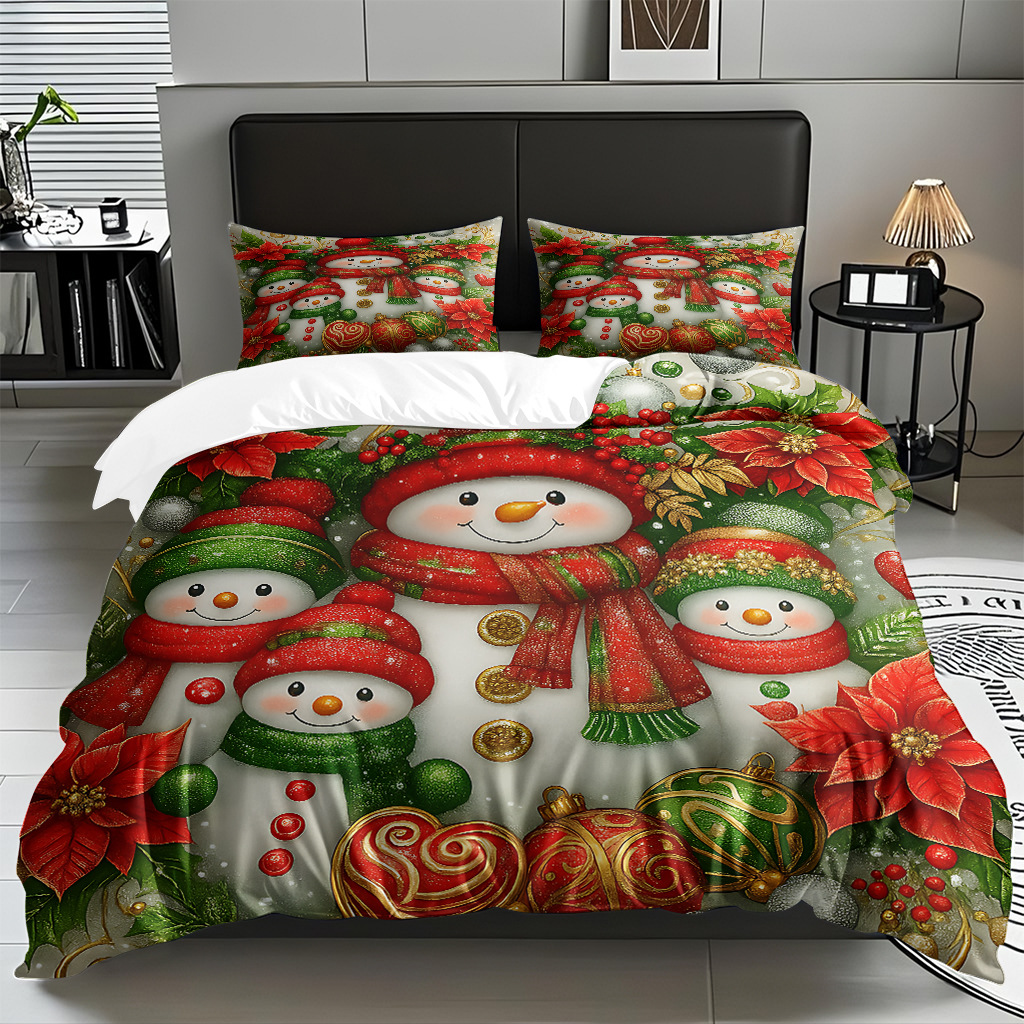 TEMU / JIT impresión digital transfronteriza HD Navidad pro piel suave colcha de cama kit para diseñar venta directa de fábrica