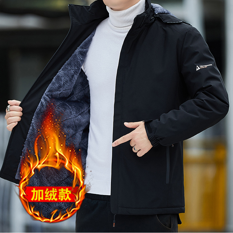 야외 충전 옷 남자의 겨울 방풍 따뜻한 재킷 유행 작업 재킷 기모 두꺼운 캐주얼 남성 탑