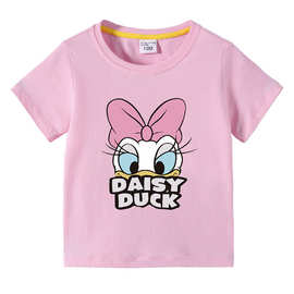 2023唐老鸭新款童装儿童夏装短袖T恤女童打底衫宝宝半袖T恤童上衣