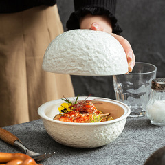 レリーフ陶磁器碗レストラン岩紋上位料理碗ホテル特色ご飯碗創意飛皿碗セット