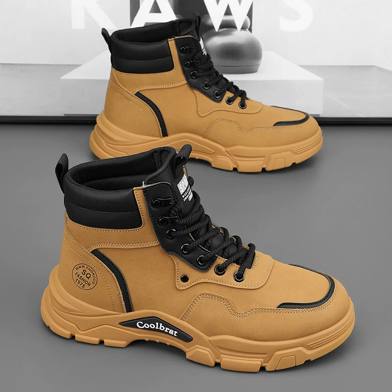 Очистка Мужская весна Новая корейская версия дикая модная повседневная спортивная обувь толстая подошва увеличена нескользящая и износостойкая сапоги Martin