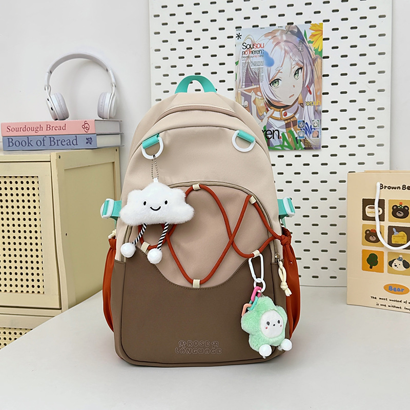 Mochila escolar de todo fósforo para niña fresca, salida de primavera, mochila ligera y pequeña, mochila de estudiante de color de contraste, mochila escolar