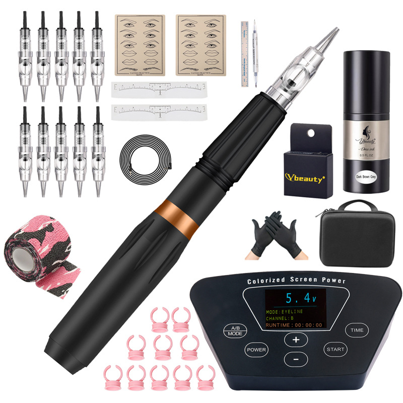 Ybeauty ceja tatuaje bordado traje multifunción panel de control fuente de alimentación ceja tatuaje conjunto completo