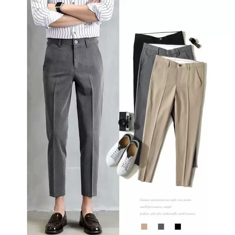 现货外贸爆款西装裤子男港风痞帅九分休闲裤韩版潮流垂感直筒小西