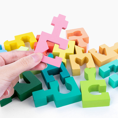Wooden hand-brain coordination geometric building blocks fun three-dimensional puzzle children's educational shape matching assembly building block toys