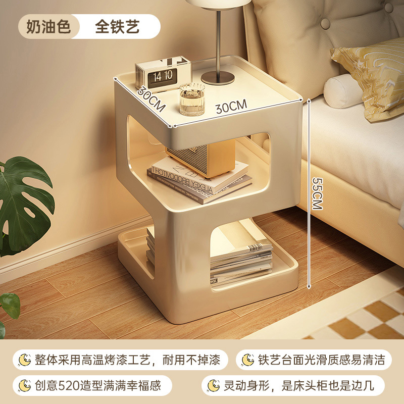 Creativa meseta de cabecera doméstica dormitorio creativo pequeño armario de hierro forjado estante ligero de lujo de alta sensación meseta de cabecera de la cama