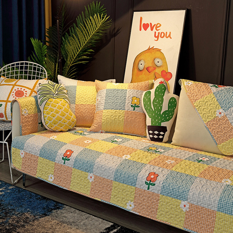 美式乡村花鸟田园全棉布艺沙发垫防滑沙发坐垫纯棉沙发巾定制|ms