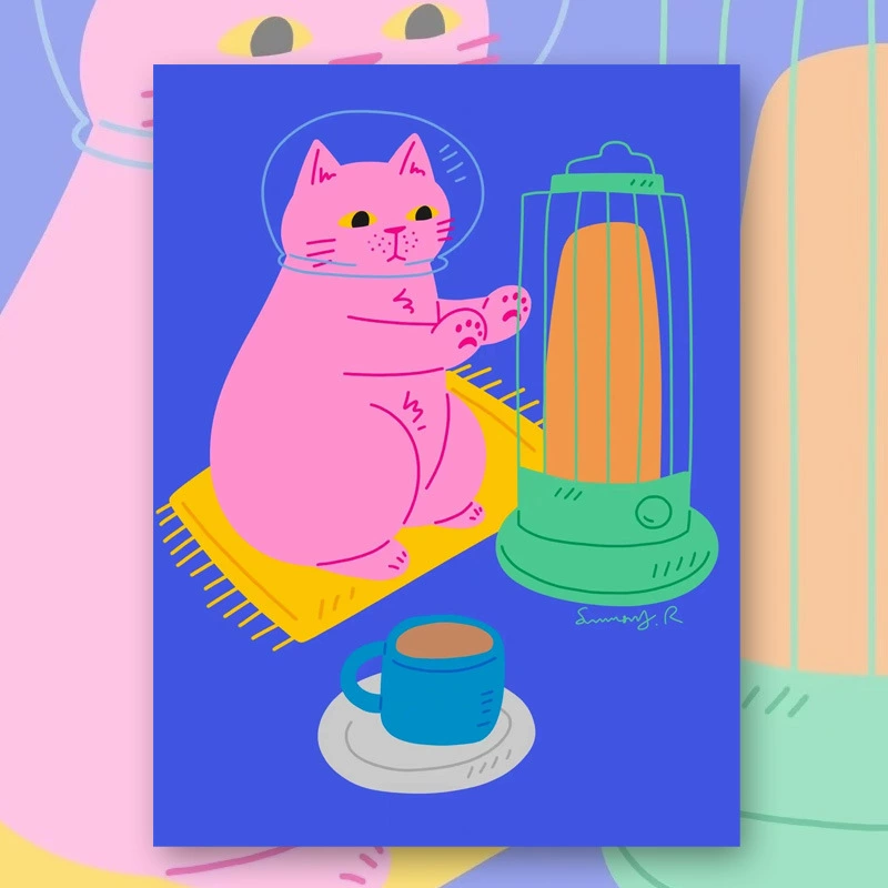 Масляная картина на холсте Meow Star Decper-up, минималистичное аниме, несколько размеров постера