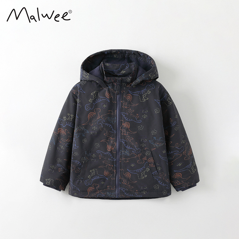 Malwee transfronterizo niño grueso chaqueta de invierno nuevo estilo europeo y americano para niños pequeños y medianos más camisa con cremallera con capuchón chaqueta de primavera