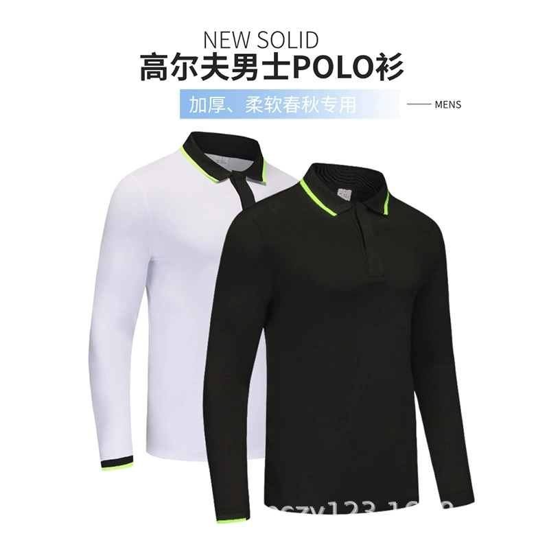 Мужская одежда для гольфа, рубашка-поло с длинным рукавом на весну и осень 2025 года, быстросохнущая, эластичная спортивная футболка, удобная и подвижная.
