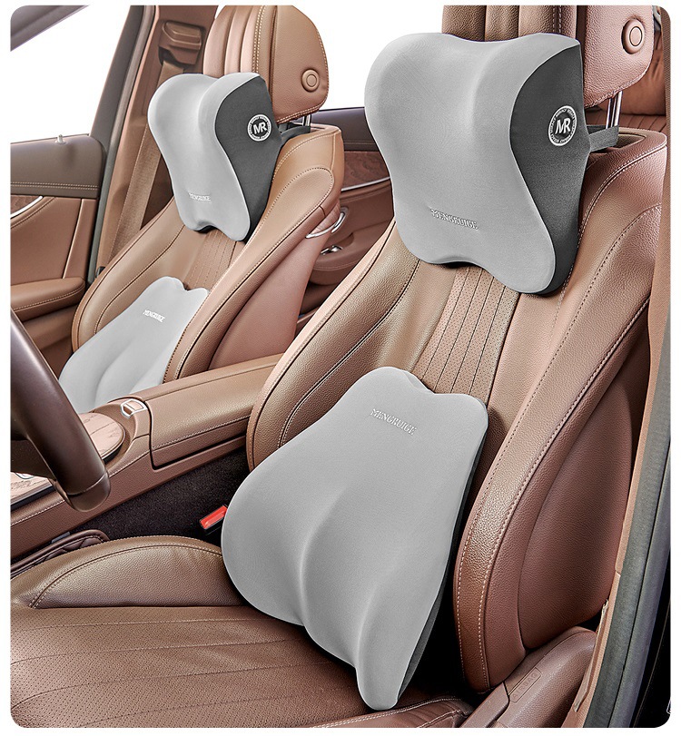 Memory foam rebound car headrest waist pillow breathable car pillow car seat waist back cushion set wholesale