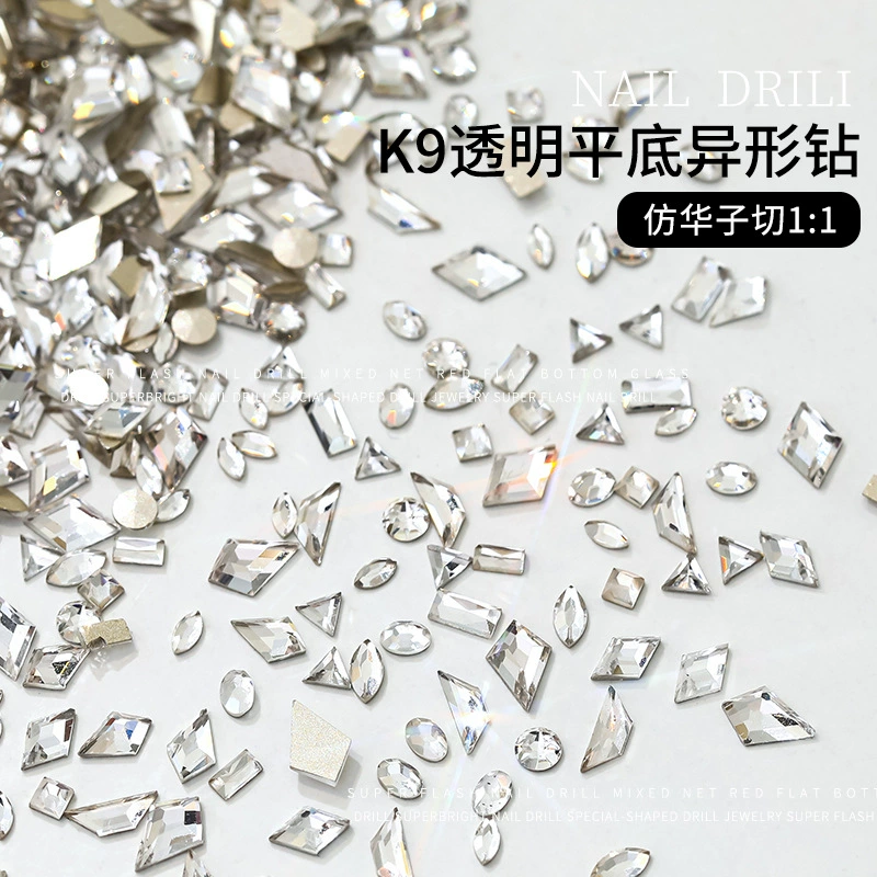 K9 маникюрные туфли на плоской подошве с имитацией бриллианта Huazi, прозрачные, большие и маленькие, прямоугольные, с каплями воды в форме сердца, ювелирные изделия для дизайна ногтей с бриллиантами специальной формы