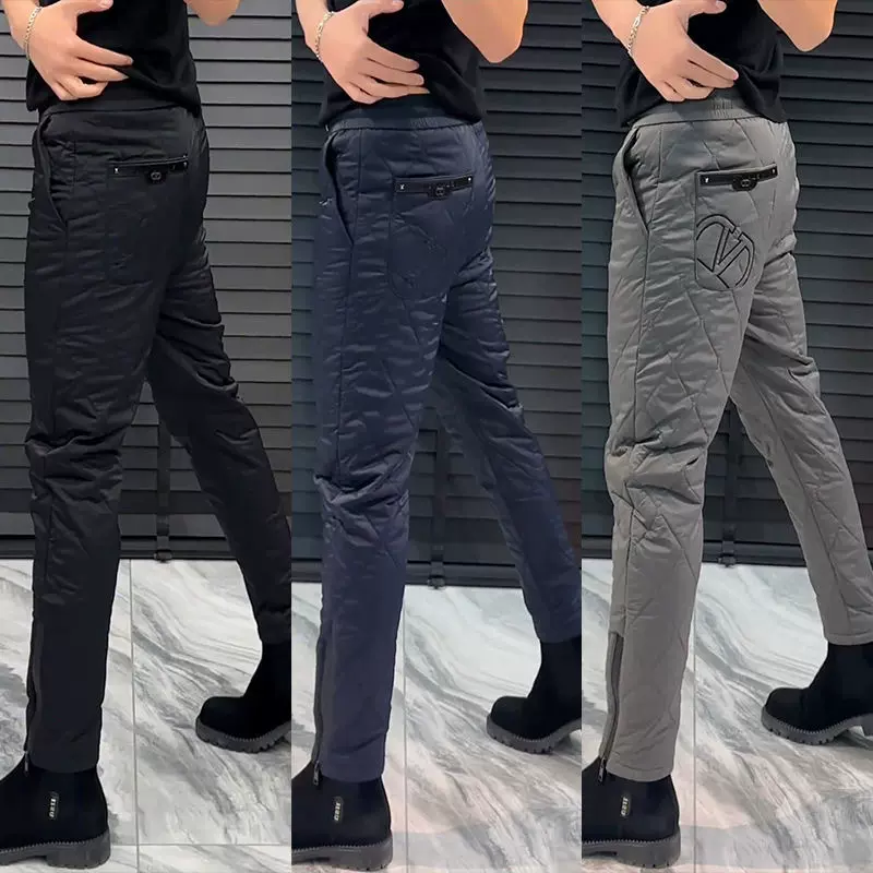 男士棉裤加棉修身防寒保暖百搭商务直筒裤户外运动中腰休闲裤现货