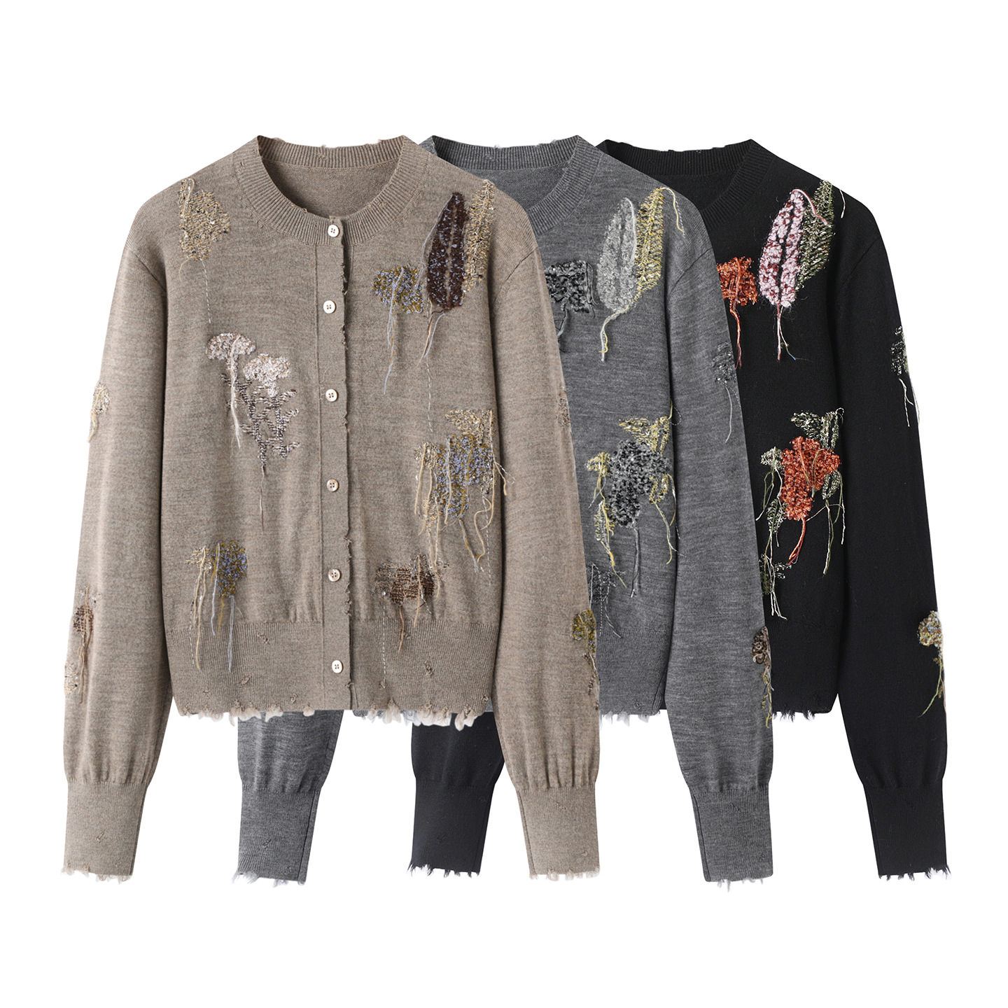 In Stock 2025 Early Autumn New Vintage Sweet Style Embroidered Tassel Knit Cardigan for Women, Loose and Slimming Sweater Jacket