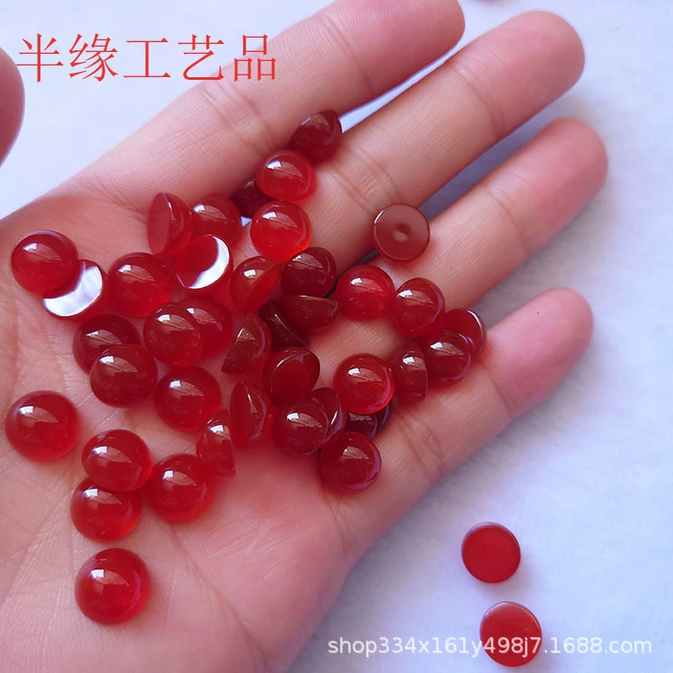 [Кольцо из красного агата] Натуральный красный халцедон круглые украшения с плоским дном из драгоценных камней DIY аксессуары для рукоделия голый камень