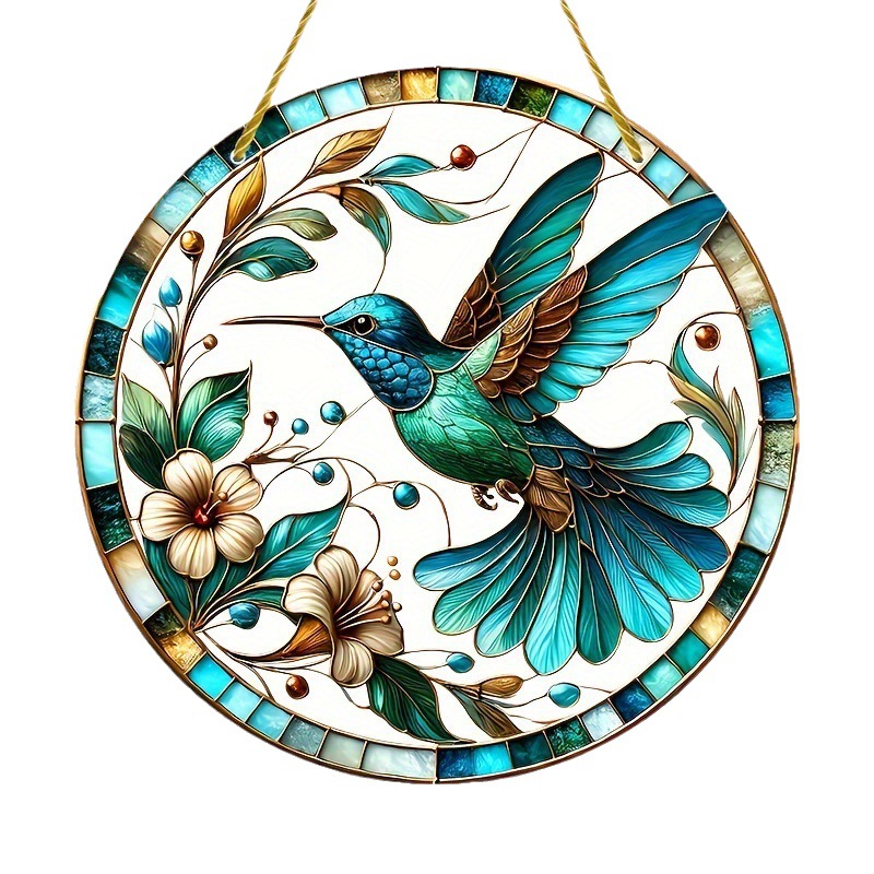 Transfronterizos temu pintado pico pájaro estilo bohemio colección interior y exterior decoración colorida colgante acrílico redondo