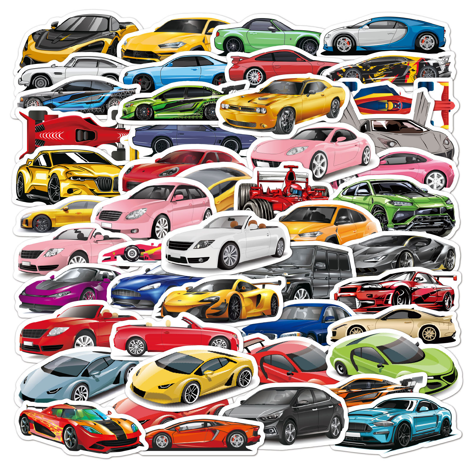 50 Cartoon Car Super Running Special Decoration Luggage Stickers display picture 5