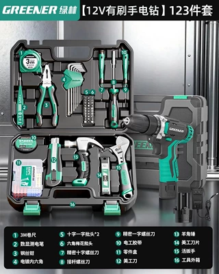 Electrician Woodworking Electric Drill – Mühərrik tənzimləmə alətləri - 123-pieces-12v-brushed-electric-drill