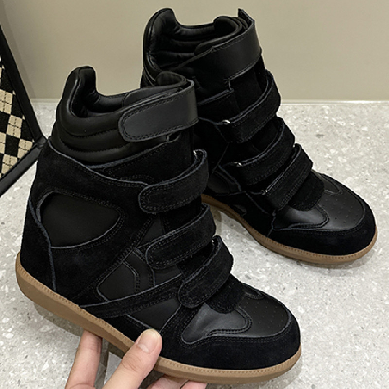 Scarpe sportive casual alte da donna con cinturino in velcro, rialzo invisibile, nuovo stile autunnale per donne minute e snellenti_voghion.com