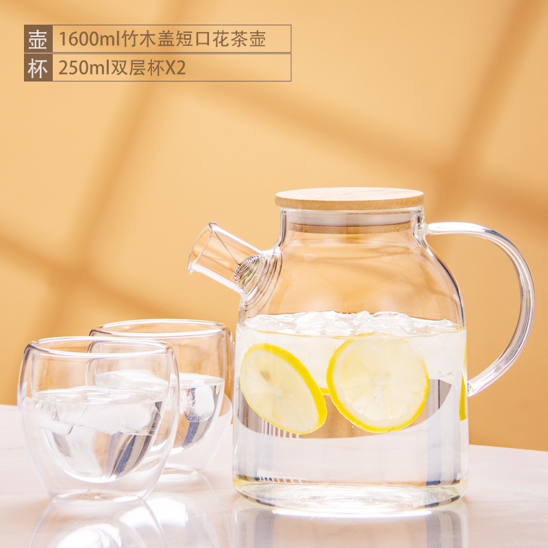 Tetera de vidrio resistente al calor tetera de bambú de gran diámetro olla engrosada tetera de flores y hierba tetera de gran capacidad hervidor de agua fría tetera hirviendo