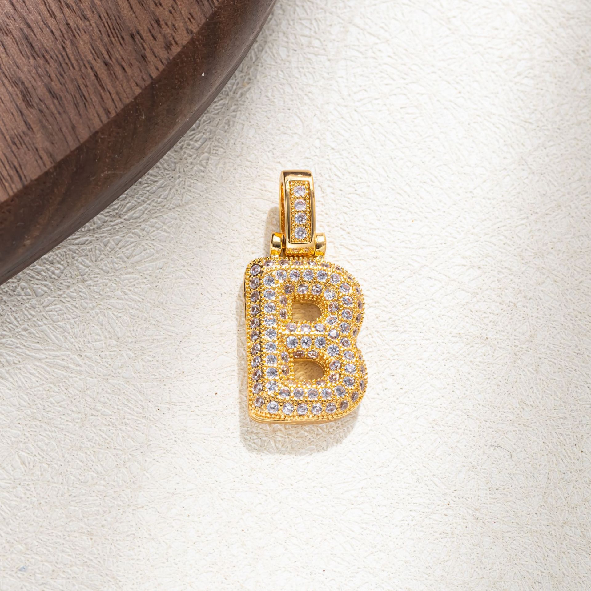 7g Weight Pendant Jewelry Making Type Golden Plated Plating Material Zircon Inlay Material 1 Piece Quantity Casual Occasion Copper Material Letter Pattern Women's Gender Simple Style Style Plating Craft 1 Piece Copper Zircon Letter Pendant 3