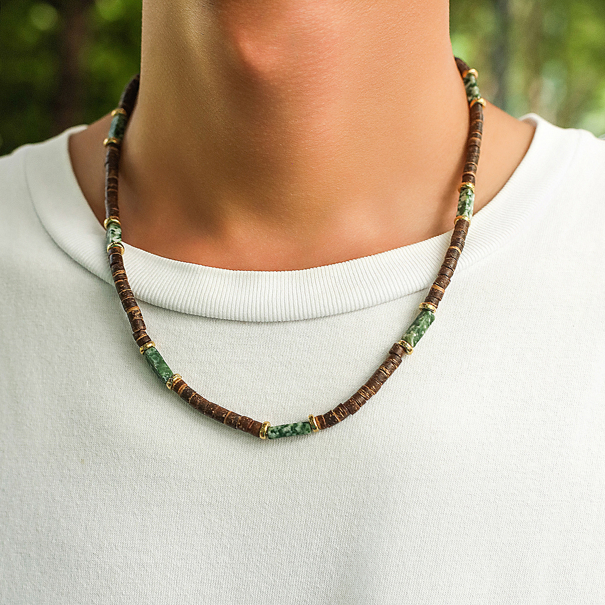 Style Simple Style Classique Rond Perles De Bois Perlé Hommes Collier Ras De Cou display picture 2