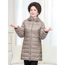 中老年轻薄羽绒服女加肥加大码中长款脱卸帽宽松200斤便捷外套特