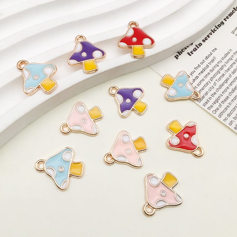 2g Weight Pendant Jewelry Making Type DIY Jewelry Accessories Classification 1 Piece Quantity Alloy Material Mushroom Pattern Enamel, Plating Design Cartoon Style Style 1 Piece Alloy Mushroom Pendant 7