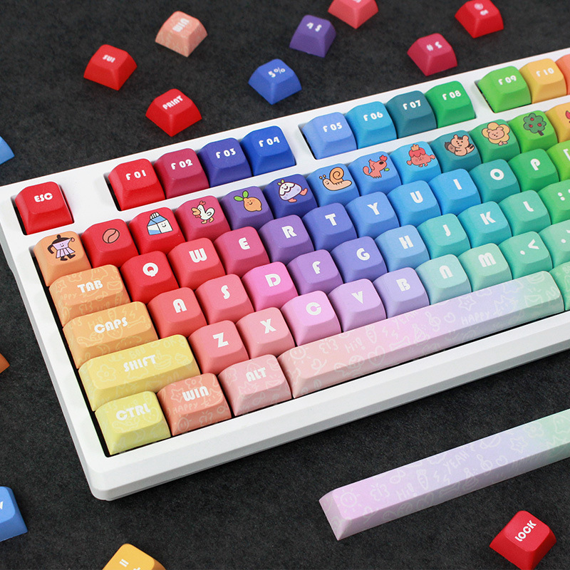 Rainbow Cute Personalized Keycap PBT Five-sided Sublimation XDA Highly Mechanical Keyboard Universal