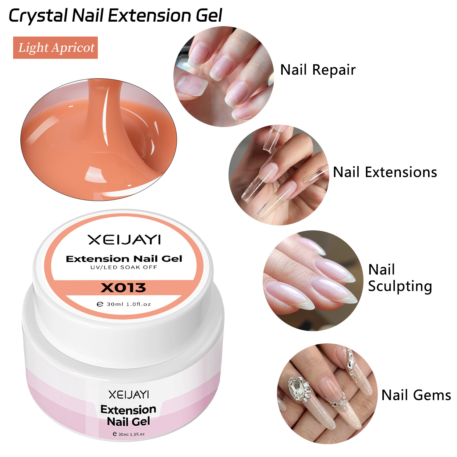 2025 nueva construcción de plástico de cristal de color albaricoque claro extensión de pegamento de nail duradero pegamento de manicura