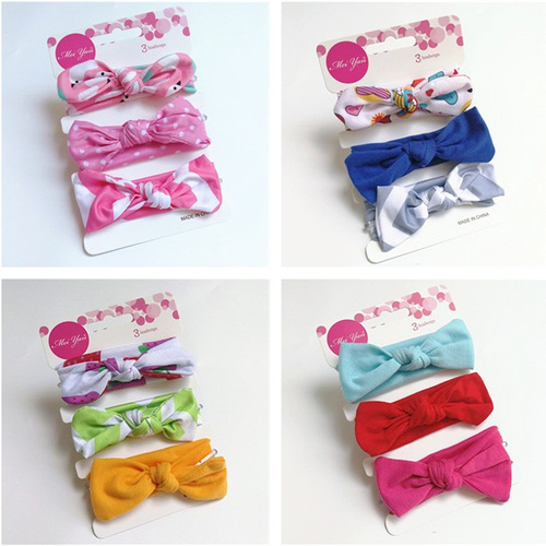 European and American new children's hairbands, rabbit ears, three-piece set, infant headbands, male and female baby hair accessories, bow headbands