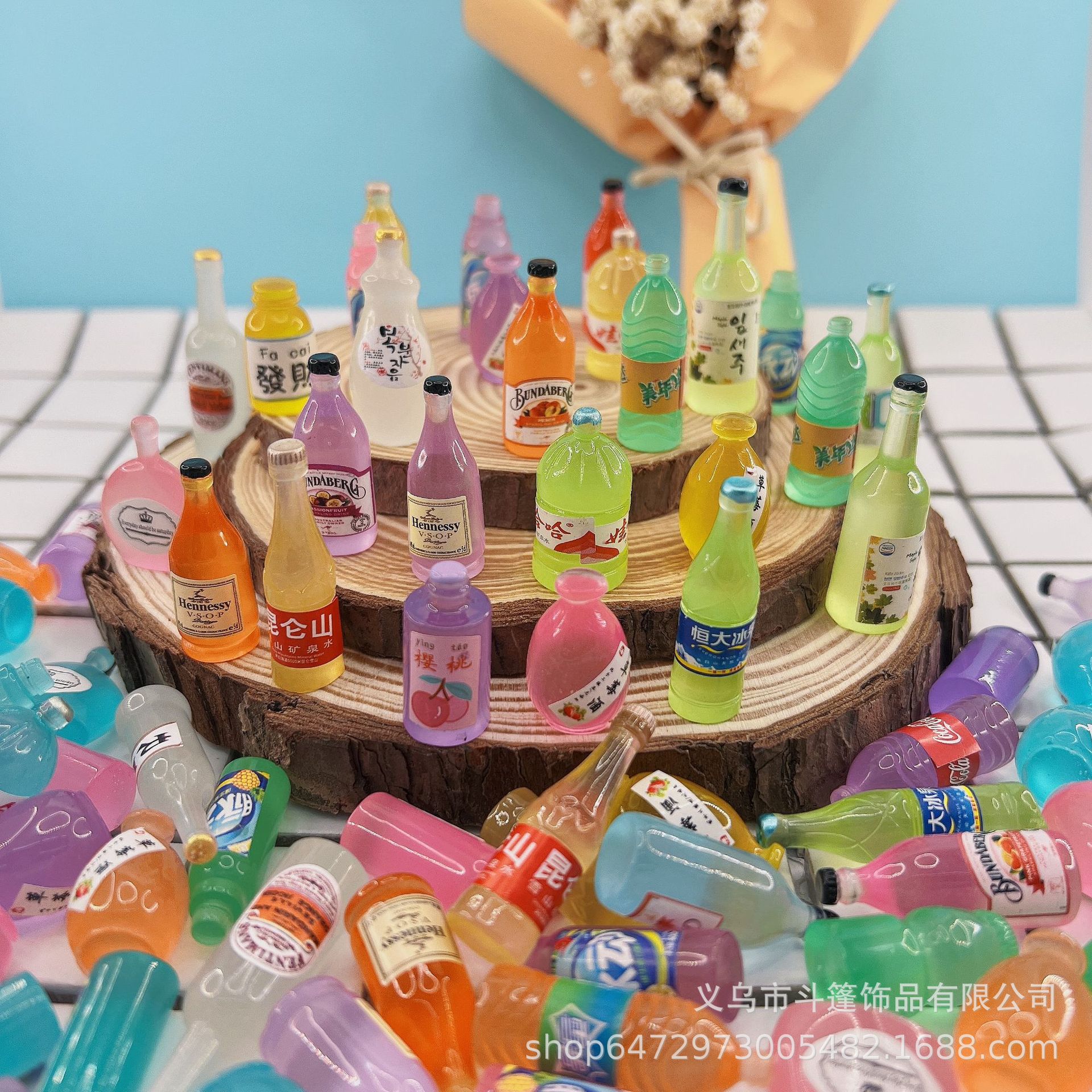 夜光仿真迷你饮料瓶小酒瓶手工奶油胶小摆件配件树脂diy配饰饰品