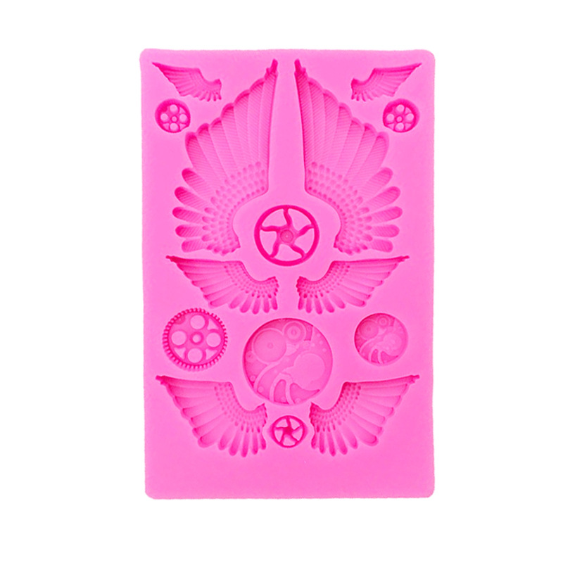 Alas grandes y pequeñas formas de engranajes molde de silicona alas mecánicas molde de horneado de chocolate molde de decoración de pastel de fondant