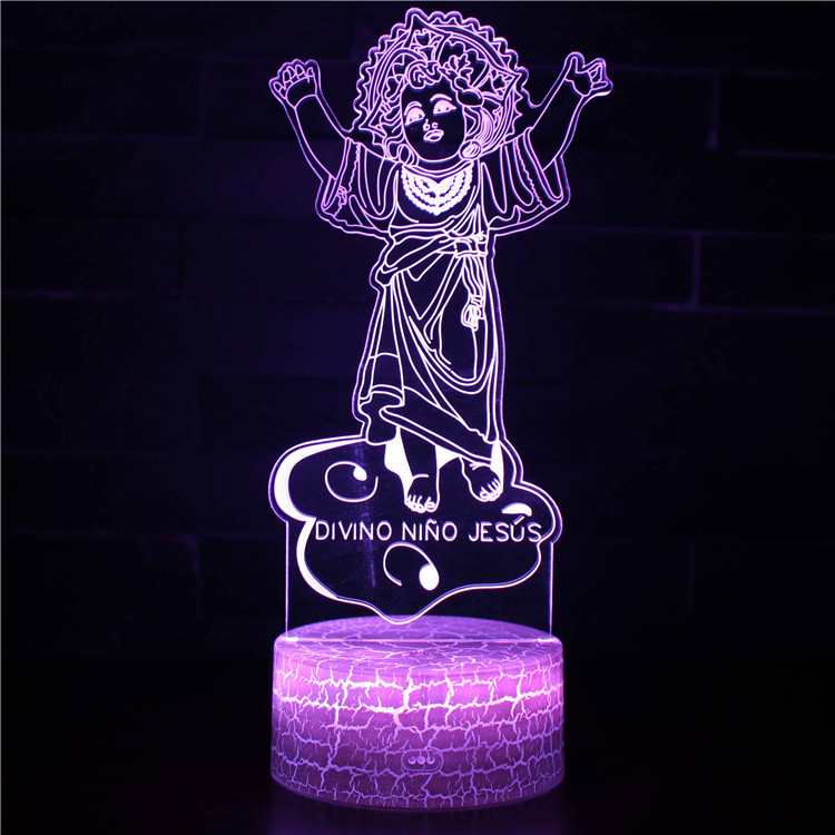 Luz de noche LED personalizada Jesús Virgen Ángel serie lámpara de mesa regalo creativo acrílico 3D noche luz al por mayor