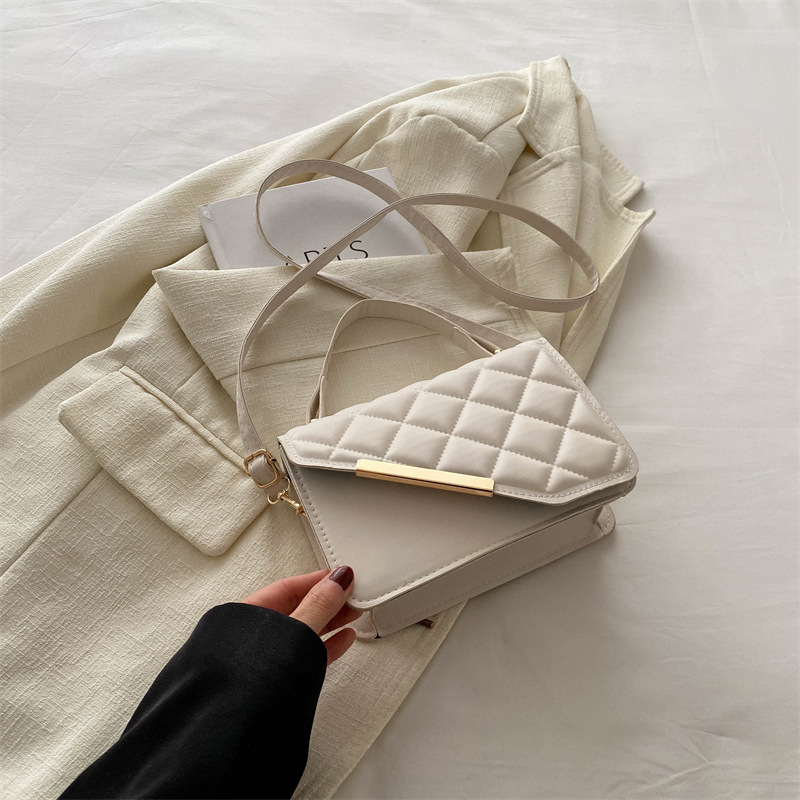 Linger retro bolso mujer 2024 nuevo bolso de hoja de aluminio inclinado bolso de mano pequeña bolsa de hombro coreana temperamento universal bolso de hombro