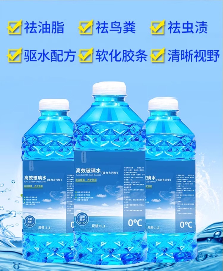 Car Glass Cleaner, Powerful Stain Remover, Oil Film Remover, Wiper Fluid, Antifreeze for Temperatures Below -40 Degrees, Car Cleaning Agent for All Seasons