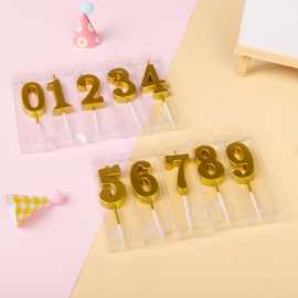 镀金数字蜡烛批发蛋糕装饰PVC盒装金色创意生日蜡烛0-9摆件