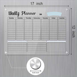 厂家直销跨境亚马逊 亚克力磁性干擦板 冰箱外贸热销日历周历板